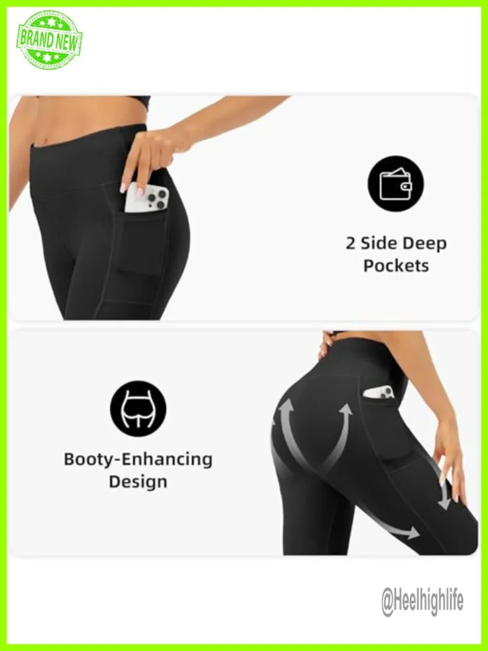 3 Pack High Waisted Tummy Control Capri Leggings with Pockets for Women